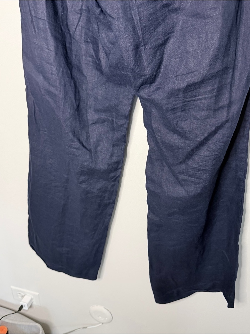 Women’s Navy Linen Relaxed Fit Pants - Picture 6 of 9